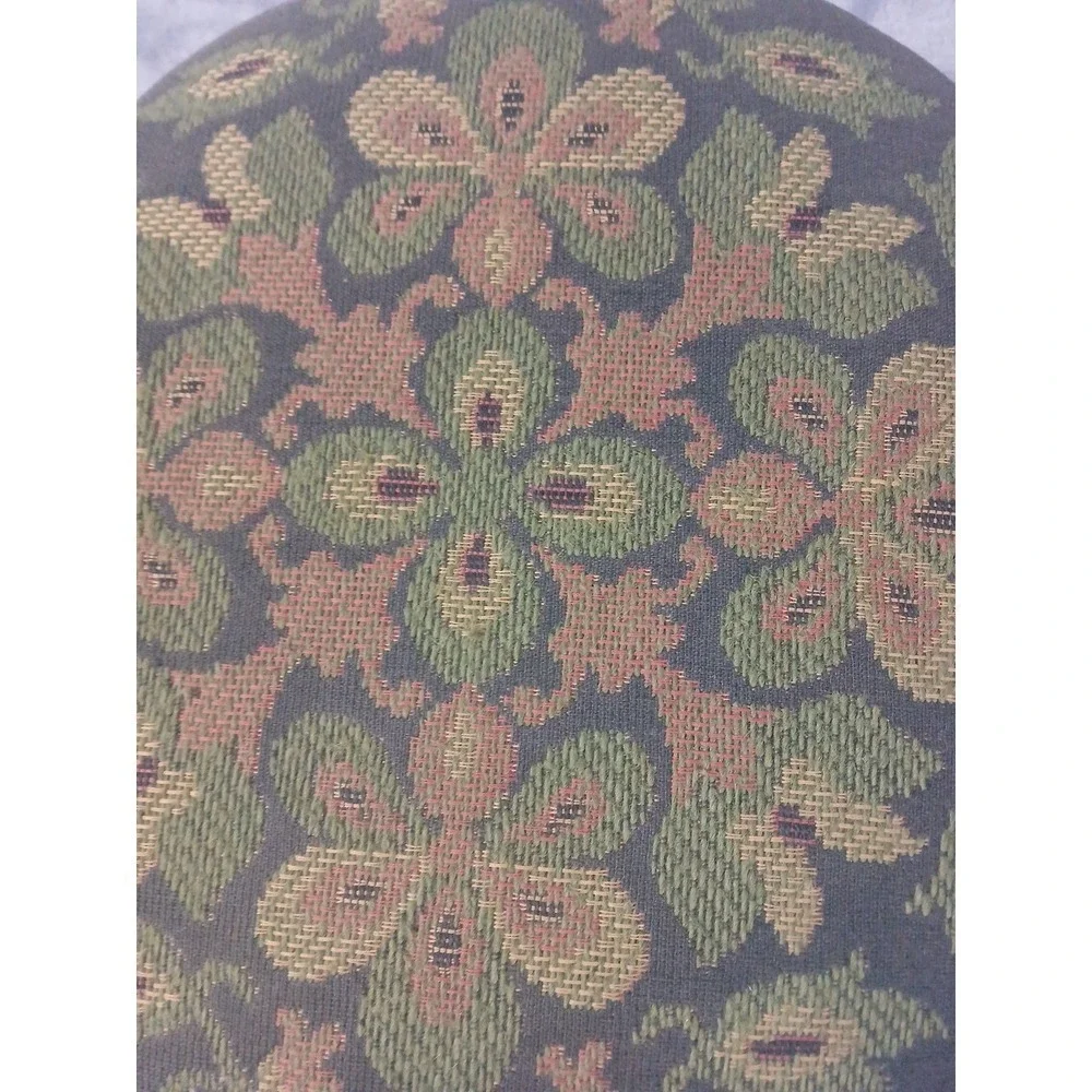 Vtg Ethan Allen Wood Footstool Turned Leg Original Needlework‎ Upholstery READ